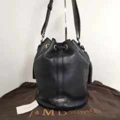 J&M DAVIDSON ショルダーバッグ 巾着 フリンジ レザー ブラック