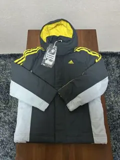 新品未使用 adidas フード付きジャケット グレー/イエロー サイズ150