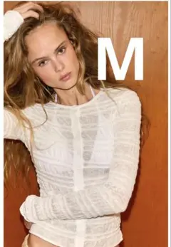 新品未使用　ZARA ハニカムニットカーディガン　M ホワイト