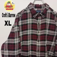 USA古着 croft＆barrow ネルシャツ　XL ブラック　ワインレッド