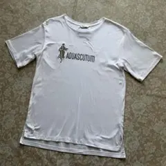 アクアスキュータム　前後ロゴ　刺繍パッチ　半袖TシャツM白のサムネイル