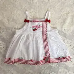 mezzo piano いちご　りぼん　刺繍　キャミ　白　赤　80のサムネイル