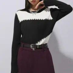 2WAYバイカラーリブPO HARE ハレ トップス アシンメトリー