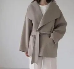 ACYM バルーンスリーブフレアコート ノーカラーコート アイボリー