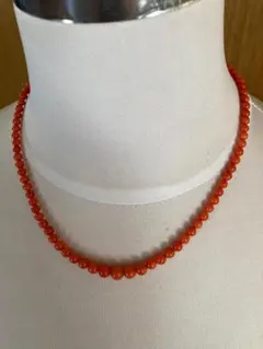 ヴィンテージ赤珊瑚　グラデーションクラッシック丸玉ネックレス　送料出品者負担