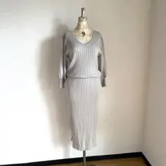 リブニット　タイト　ロングワンピース