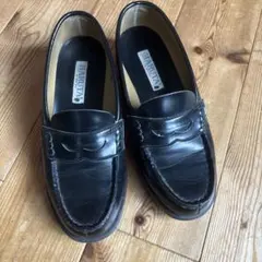 HARUTA ブラックレザー ローファー