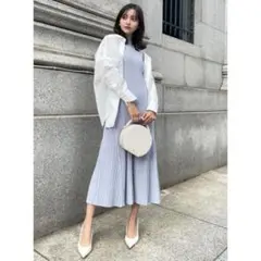 anuans セミマーメイドリブニットワンピース SAX Fサイズ