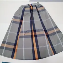 ✨残り一点✨チェック柄 フレアスカート ロングスカート Lサイズ グレー
