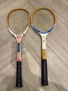 木製 テニスラケット ２点セット　ヴィンテージ レトロ コレクション ラケット