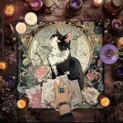 新品　白黒猫　ハチワレ　タロットクロス　リーディングマット　タロットカード