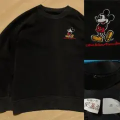80s 90s Disney ミッキー スウェット トレーナー 刺繍 フェード