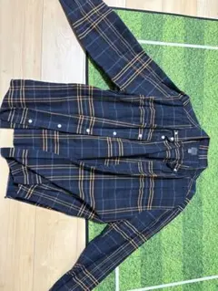 H&M ネイビー チェック柄 長袖シャツ XL