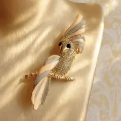 Carven ヴィンテージ 大ぶり　パステルカラー　鳥 ブローチのサムネイル