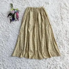 『GLACIER』　フレアスカート　ロング　花柄　ドット　裏地付　ハニーズ　S