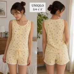 UNIQLO 花柄 ワッフル ルームウェア ロンパース ノースリーブ Sのサムネイル