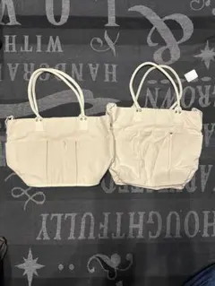 ニトリ　ベージュ キャンバス トートバッグ2サイズ 2個セットのサムネイル