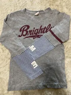 グレー ストライプ袖 長袖カットソー 130