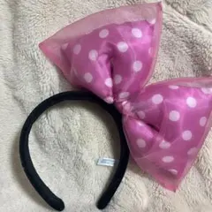 ディズニー カチューシャ　ピンク　リボン　ミニー