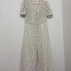 mellowneon 半袖 花柄 ロングワンピース ホワイト 白のサムネイル