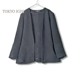 東京イギン／日本製 フラワージャガード フォーマル 羽織り ブラック ジャケットのサムネイル