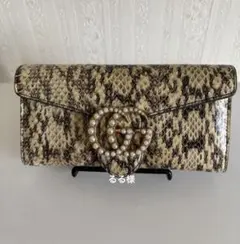 超希少✨美品✨グッチ 長財布 パイソン パール GGマーモント 蛇革 定価24万