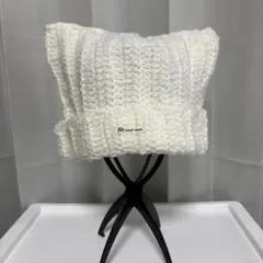 【ハンドメイド】猫耳ニット帽 手編み