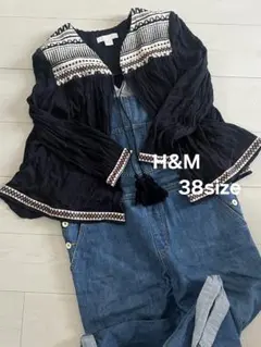 H&M 刺繍 羽織り カーディガン ボレロ 9分袖