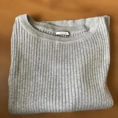 グレー リブ編み 長袖ニット