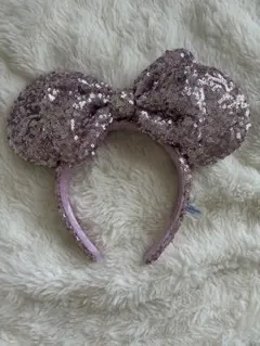 ピンク スパンコール ミッキー型カチューシャ