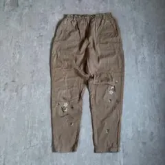 Vintage カジュアルパンツ　刺繍　レトロ　森ガール　ナチュラル　古着