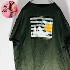 【美品】EZEKIEL サンセット パームツリー Tシャツ 緑 XL 古着