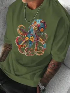 【新品】 タコデザイン Tシャツ オリーブグリーン XLサイズ