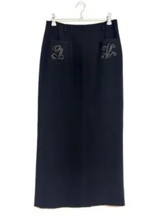 伊太利屋 イタリヤ タイト ロング スカート ポケットビジュー 黒