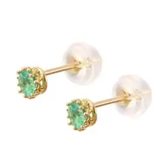 ジュエリーツツミ　K18イエローゴールドエメラルドピアス