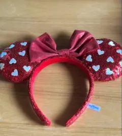 東京ディズニーリゾート 赤いハート柄スパンコールカチューシャ