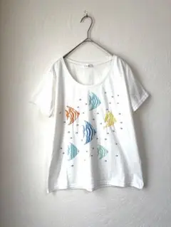 kilki キルキー トップス Tシャツ 半袖 魚 刺繍 ホワイト 白のサムネイル