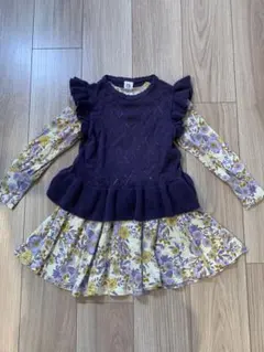 GREEN COTTON 長袖 ワンピース 104 ベスト 110