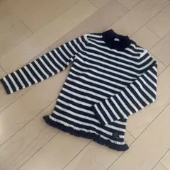 petit main キッズ 女の子　ニット　ネイビー　ボーダー 130cm