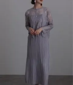 忘年会 ドレス 結婚式 パーティードレス レースミモレ丈＆七分袖ドレスお呼ばれ