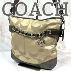 【美品】コーチ ショルダーバッグ シグネチャー キャンバス　肩掛け　斜めがけ
