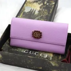 新品未使用品　箱付き　GUCCI グッチ　長財布　GG柄　マーモント　クリスタル