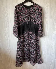 断捨離シルク 花柄ワンピース サイズS-M
