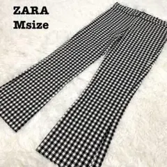 ZARA ザラ ギンガムチェックミニフレアパンツ ストレッチ