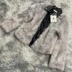 【新品タグ付き】KONHANFAN ファー レザージャケット アウター グレー