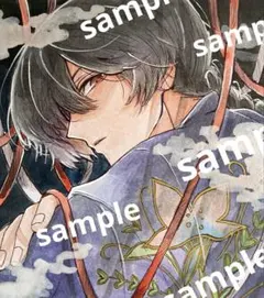 h*☆様 手描きイラスト　オリジナルイラスト　アナログイラスト　水彩画　色紙