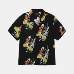 HUF ハフ リゾートシャツ リラックスフィット 総柄 刻印入りボタン　Sのサムネイル