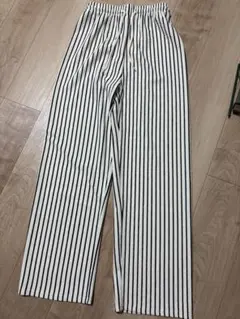 新品未使用☆ストライプ ワイドパンツ ホワイト/ブラック