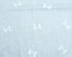 生地 ハギレ リボン ドット 水玉 水色 ライトブルー レトロ 綿 薄手