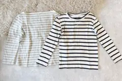 H＆M　UNIQLO１１０ｃｍ　ボーダー　ロングTシャツ　長袖　グレー　ネイビー